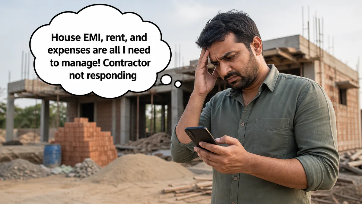 Homeowner waiting for updates from an unresponsive contractor during a house construction project