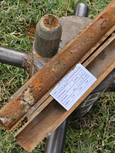 Soil investigation rods with sample tag - Mr. Arjun project, RR Nagar