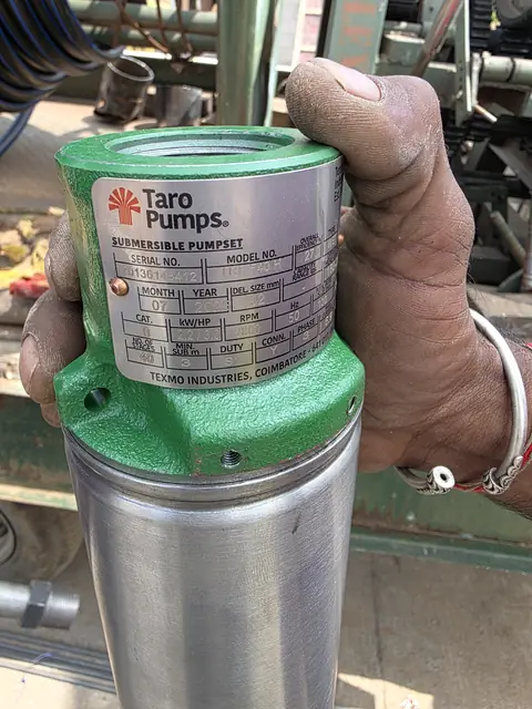 Submersible borewell pump before installation - Mr. Arjun project, RR Nagar