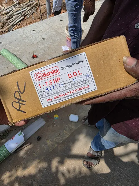 Motor starter unit delivered to site - Mr. Arjun project, RR Nagar