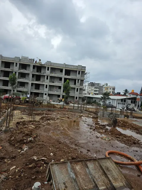 Foundation area after heavy rain - Mr. Arjun project, RR Nagar