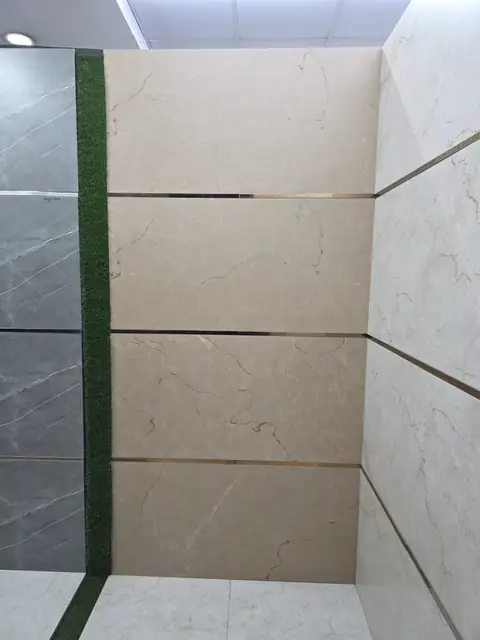 Tiled wall with recessed shelf niche - Mr. Arjun project, RR Nagar