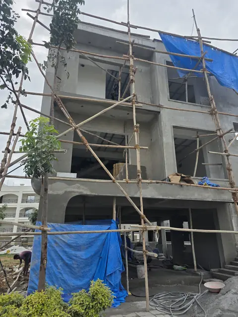 Front elevation with scaffolding up - Mr. Arjun project, RR Nagar