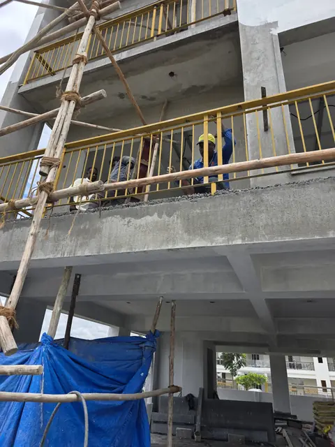 Balcony railings being fitted - Mr. Arjun project, RR Nagar