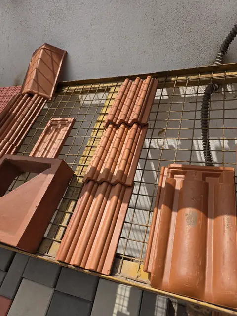 Clay roof tiles stacked at site - Mr. Arjun project, RR Nagar