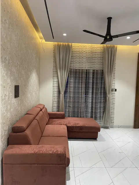 Living room sofa with cove-lit ceiling - Mr. Nagaraj project, Bangalore