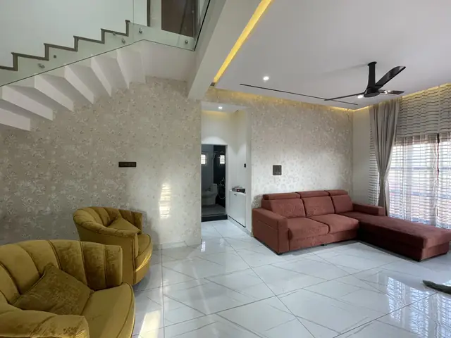 Furnished living space with ceiling fan - Mr. Nagaraj project, Bangalore