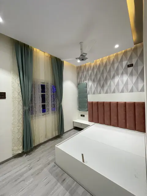 Bedroom bed with side wall panelling - Mr. Nagaraj project, Bangalore