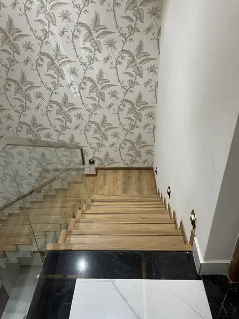 Staircase treads and glass railing - Mr. Nagaraj project, Bangalore