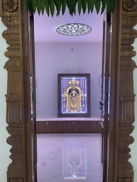 Close view of the carved pooja mandir - Mr. Ranjith project, Bangalore