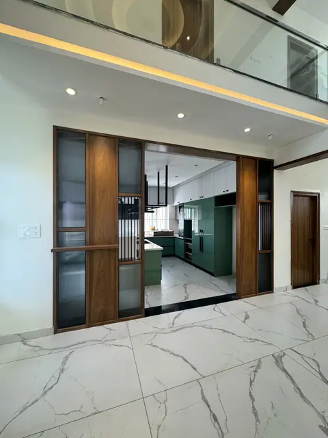 Living area beside glass partition screen - Mr. Ranjith project, Bangalore