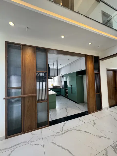 Timber and glass partition to kitchen - Mr. Ranjith project, Bangalore