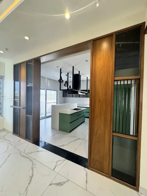 Sliding frosted glass partition panels - Mr. Ranjith project, Bangalore