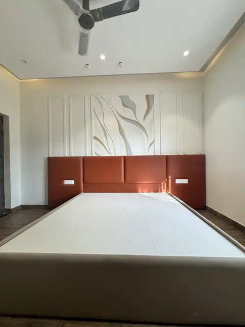 Bedroom headboard and cove-lit ceiling - Mr. Ranjith project, Bangalore