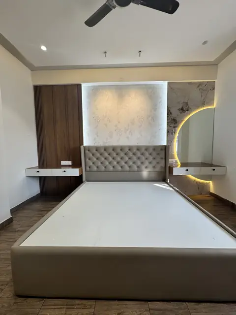 Bed with side table and mirror - Mr. Ranjith project, Bangalore
