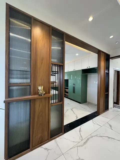 Glass partition doors with timber frames - Mr. Ranjith project, Bangalore