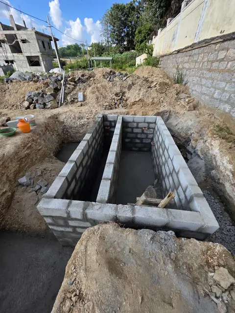 Block-walled underground tank under construction - Mr. Santosh project, Andrahalli