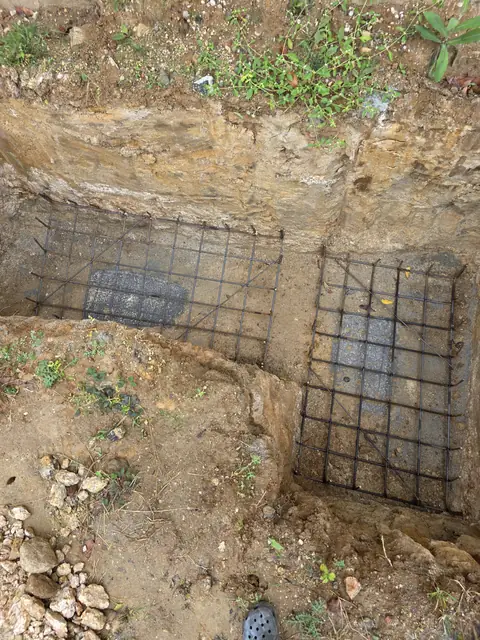 Reinforcement mats in adjacent footing pits - Mr. Santosh project, Andrahalli