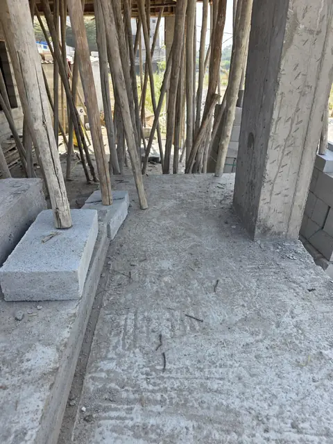 Concrete surface supported by vertical props - Mr. Santosh project, Andrahalli
