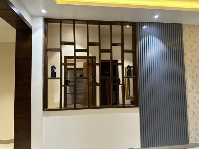 Jaali partition and fluted entry wall - Mr. Siddanth project, Bangalore