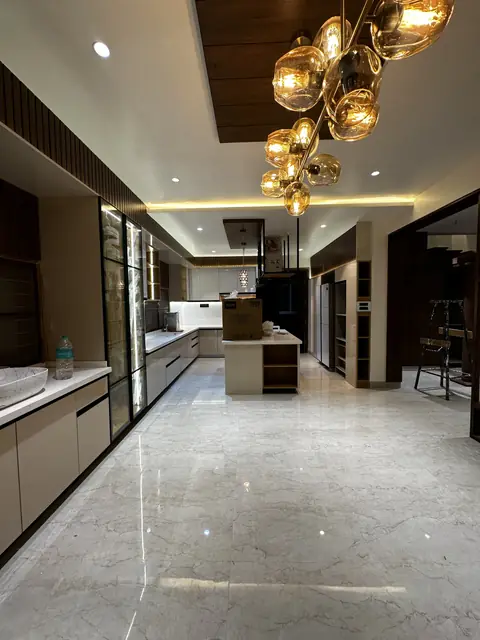 Kitchen island under pendant cluster - Mr. Siddanth project, Bangalore