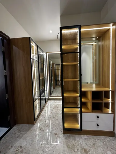 Wardrobe unit with dresser and mirror - Mr. Siddanth project, Bangalore