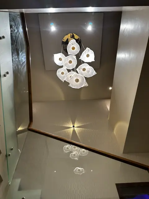 Chandelier viewed from lower landing - Mr. Siddanth project, Bangalore