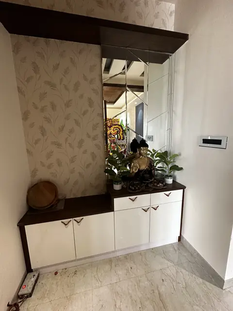 Pooja unit with mirror and cabinets - Mr. Siddanth project, Bangalore