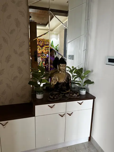 Wall-mounted pooja unit with storage - Mr. Siddanth project, Bangalore