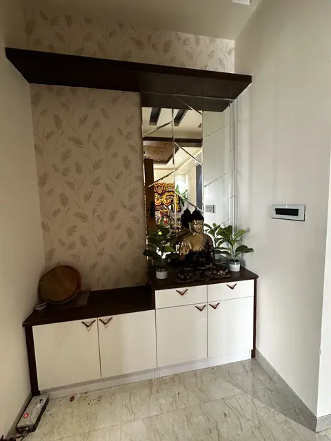 Pooja unit in corner of room - Mr. Siddanth project, Bangalore