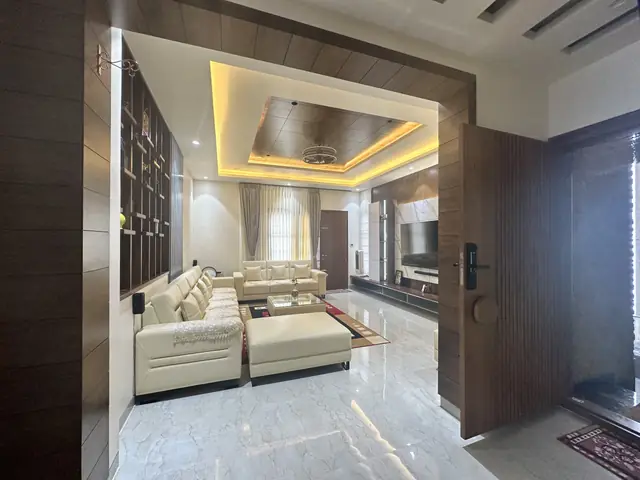 Living room with sofa and ceiling lighting - Mr. Siddanth project, Bangalore
