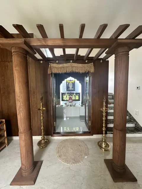 Pooja mandapam viewed from corridor - Mr. Siddanth project, Bangalore
