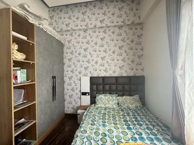 Bedroom with wardrobe and made bed - Mr. Siddanth project, Bangalore
