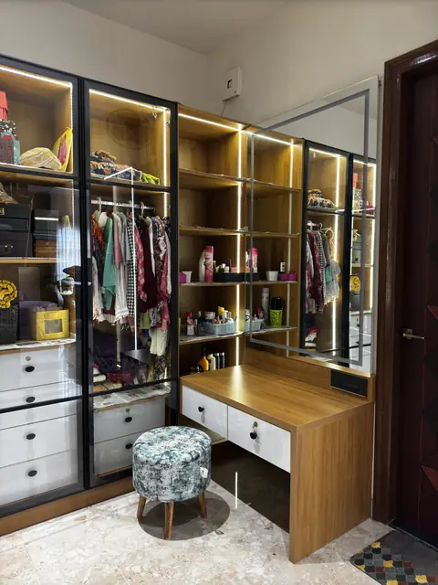 Walk-in wardrobe in daily use - Mr. Siddanth project, Bangalore