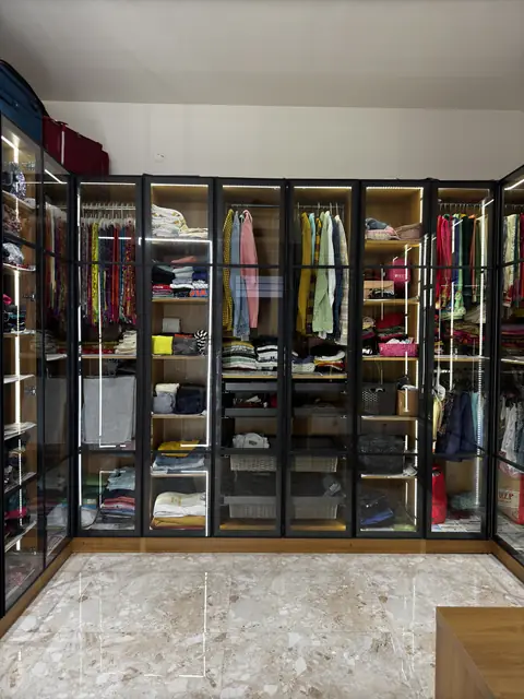 Wardrobe with hanging clothes - Mr. Siddanth project, Bangalore