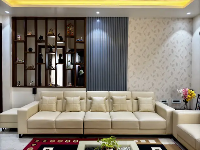 Sofa with partition screen behind - Mr. Siddanth project, Bangalore