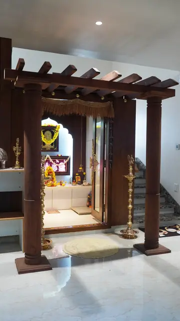 Pooja mandapam beside the staircase - Mr. Siddanth project, Bangalore