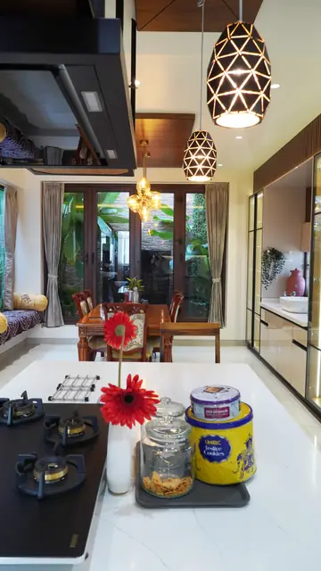 Kitchen countertop with hob in use - Mr. Siddanth project, Bangalore