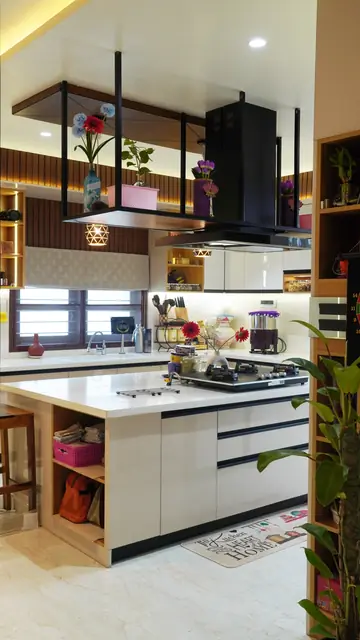 Kitchen with island and open shelving - Mr. Siddanth project, Bangalore
