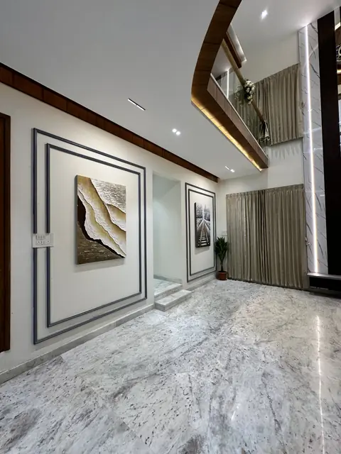 Marble corridor with recessed ceiling lighting - Mr. Willfred project, Bangalore