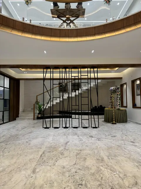 Ground-floor hall below chandelier and landing - Mr. Willfred project, Bangalore
