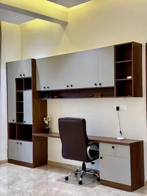 Study unit with open and closed shelving - Mrs. Anitha project, Bangalore