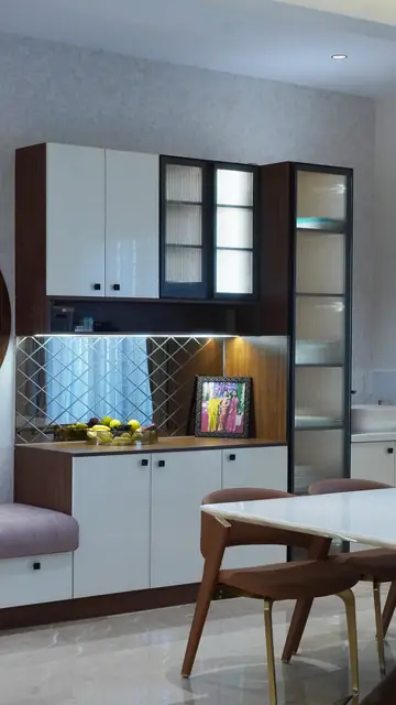 Dining table beside crockery display unit - Mrs. Anitha project, Bangalore