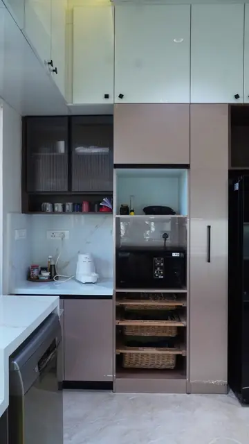 Kitchen counter with appliance and tall units - Mrs. Anitha project, Bangalore
